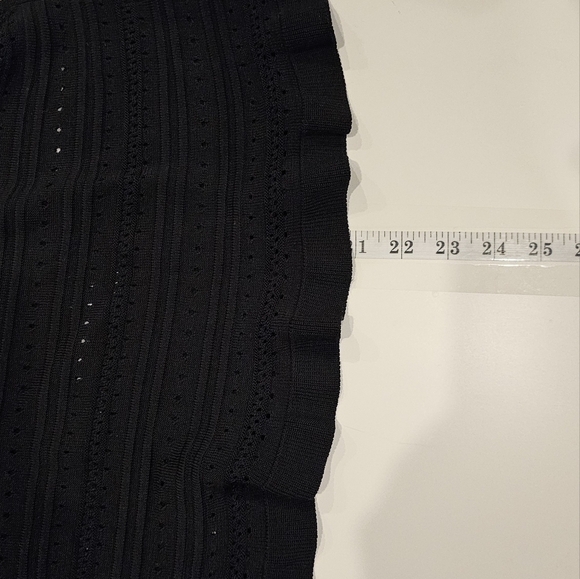 ZARA BLACK CROCHET KNIT FLUTTER SLEEVE BLOUSE, SZ SMALL - Picture 9 of 10